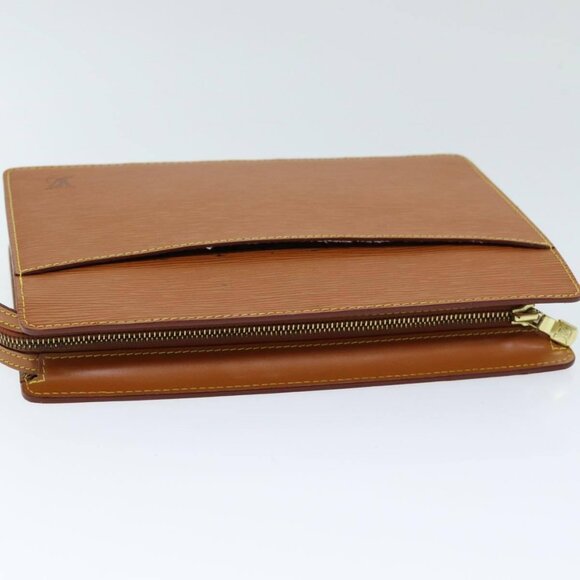 LOUIS VUITTON Epi Pochette Homme Clutch Bag Brown Zipang gold - Picture 9 of 16